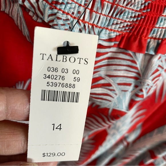 Talbots Floral Oasis Palm Voile Fit & Flare Midi Dress - Picture 12 of 13